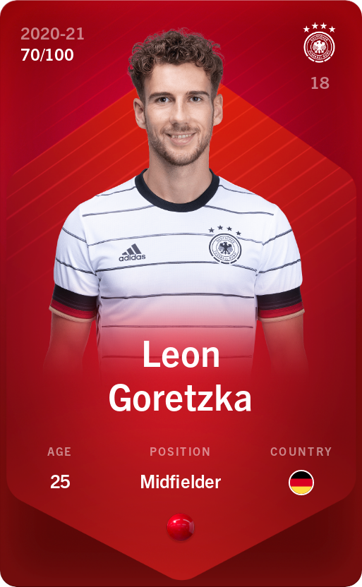Sorare - Sorare Official - Leon Goretzka 2020-21 • Rare 70/100 - NFT # 80597292102122849196814381321013650996758815487338613035860326281214076229930