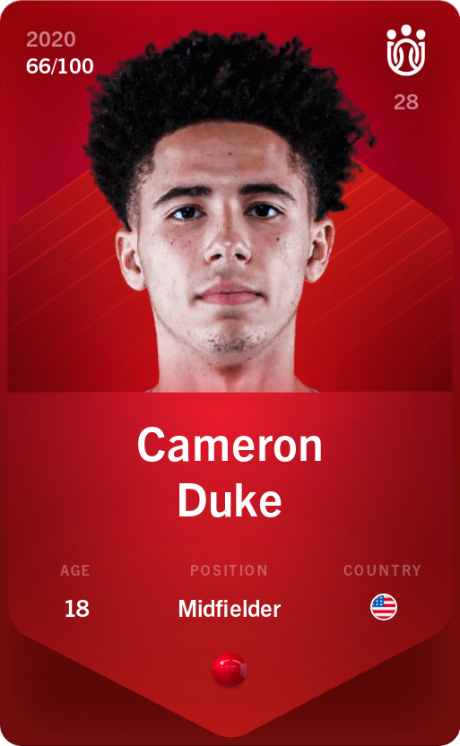 Sorare - Sorare Official - Cameron Duke 2020-21 • Rare 66/100 - NFT # 61297511257451885783813808403146433291319061270645109505145812508098737275061