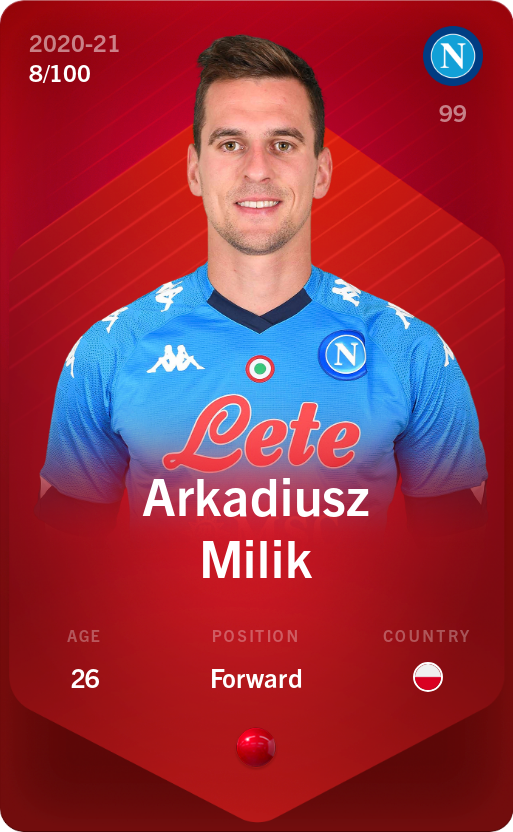 Sorare - Sorare Official - Arkadiusz Milik 2020-21 • Rare 8/100 - NFT # 53407830844563723372939851637003970892271380315863809334133363763672636007920