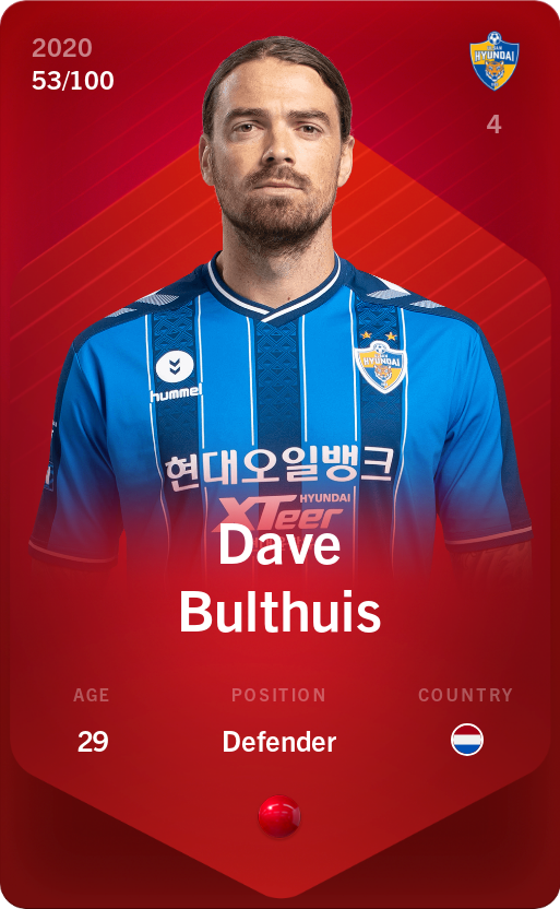 Sorare - Sorare Official - Dave Bulthuis 2020-21 • Rare 53/100 - NFT # 70031879407065512981723505340370189577758732206224383237336701117197751264350