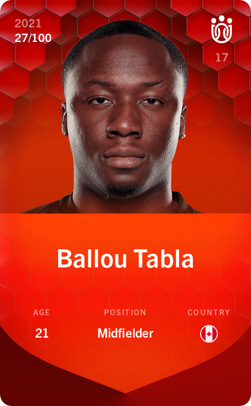 Sorare - Sorare Official -  Ballou Tabla 2021-22 • Rare 27/100 - NFT # 26361970884643884008118408791862447603666432130419231263603709249928509799087