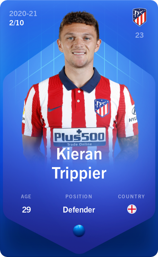 Sorare - Sorare Official - Kieran Trippier 2020-21 • Super Rare 2/10 - NFT # 6331636091823960802427985582727782132838300384521326782415031723614169226319