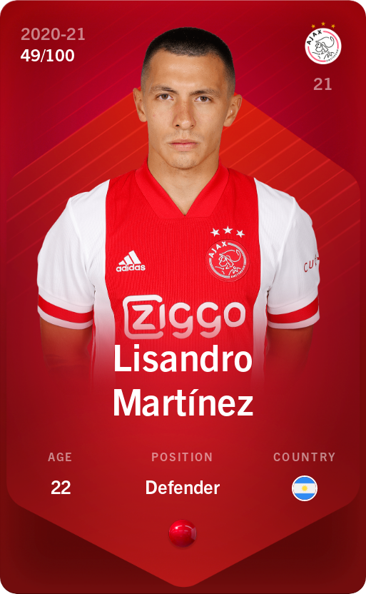 Sorare - Sorare Official - Lisandro Martínez 2020-21 • Rare 49/100 - NFT # 27372847441878426477864776321089579053392678214560028103374366456492810752162