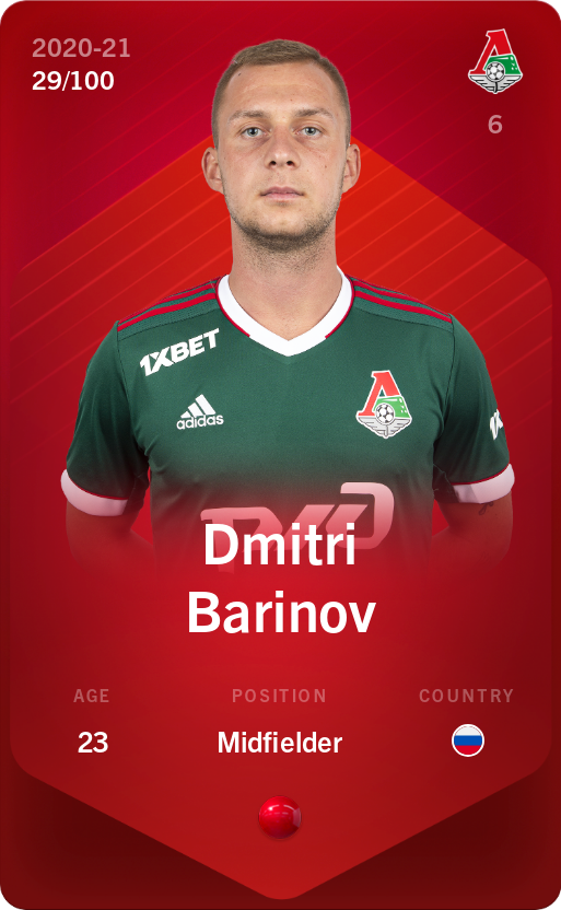 Sorare - Sorare Official - Dmitri Barinov 2020-21 • Rare 29/100 - NFT # 5531525713211110212294434458691016090800124327653292659919843762377090850522