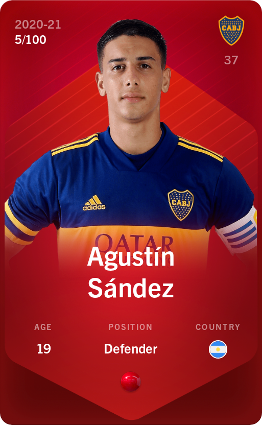 Sorare - Sorare Official - Agustín Sández 2020-21 • Rare 5/100 - NFT # 60626375620437973103649827062121680851195791982530337735869199887610976015341