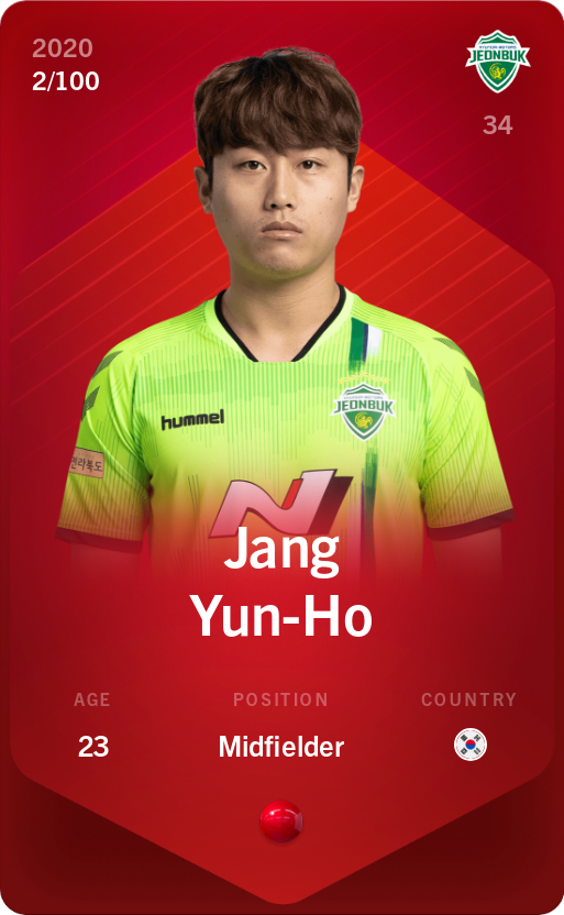 Sorare - Sorare Official - Jang Yun-Ho 2020-21 • Rare 2/100 - NFT # 111893263761487246009031386122414407883878739252809015373279478252786200027493