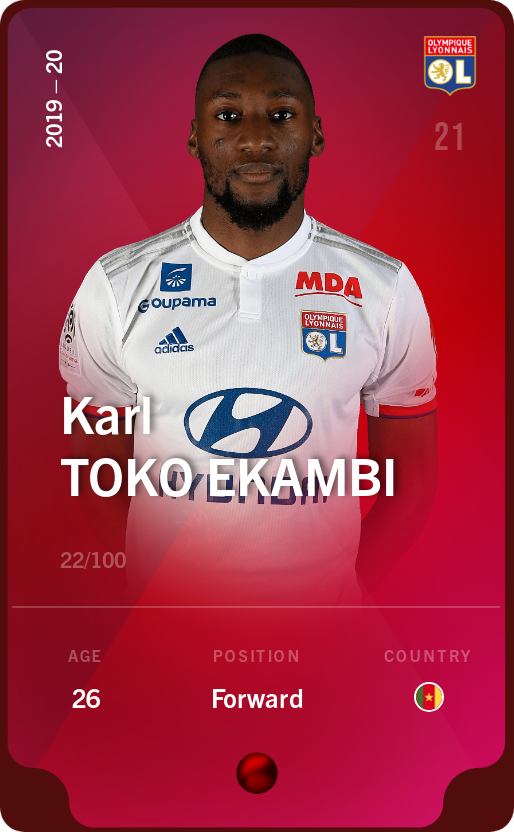 Sorare - Sorare Official - Karl Toko Ekambi 2019-20 • Rare 22/100 - NFT # 96966358518526814278715319505536091539120828809339288018856129507009949564790