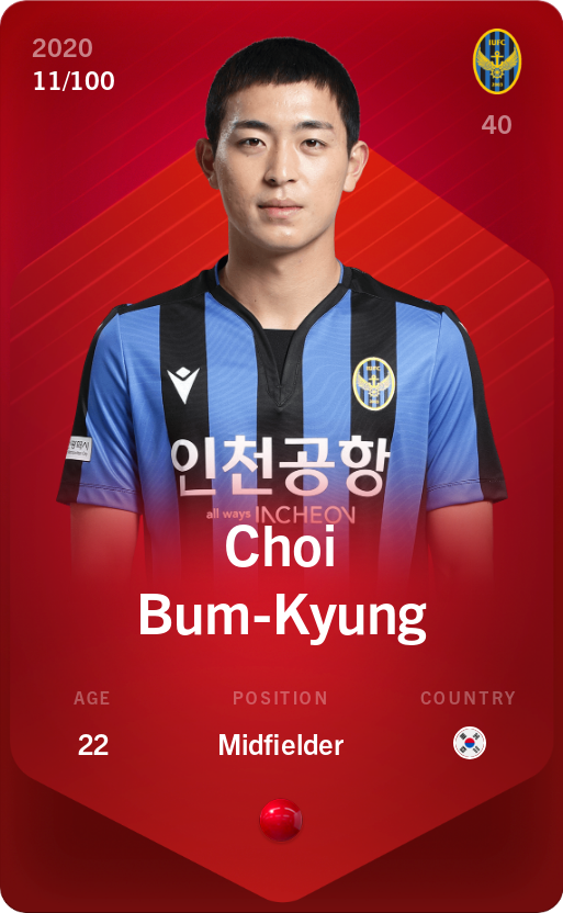 Sorare - Sorare Official - Choi Bum-Kyung 2020-21 • Rare 11/100 - NFT # 16557477974353293097905415735386336654223505636250179638276455517859758628724
