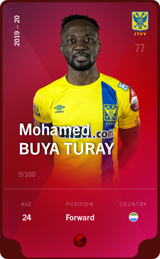 Sorare - Sorare Official - Mohamed Buya Turay 2019-20 • Rare 5/100 - NFT # 73048058209435151449557935870964034462744968174548858054710416564554205962747