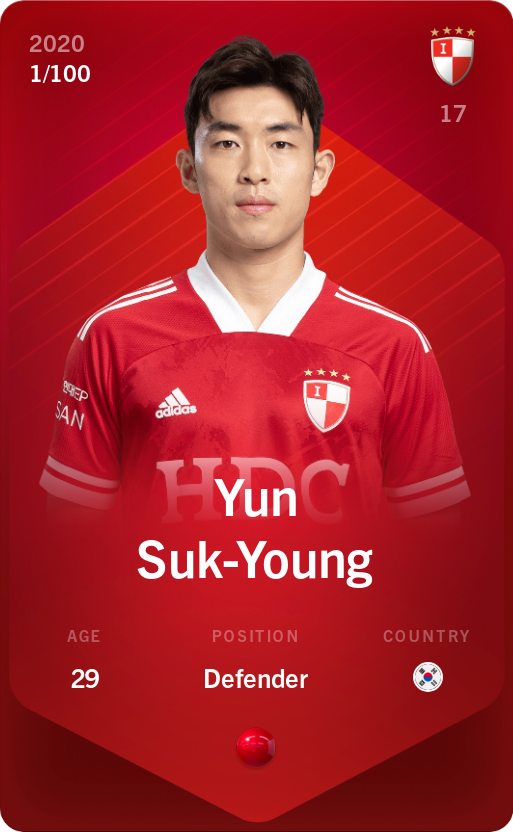 Sorare - Sorare Official - Yun Suk-Young 2020-21 • Rare 1/100 - NFT # 61799400985440283230355455181813388470547388557379120696671384788385583624838