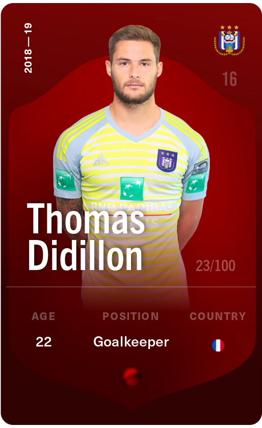 Sorare - Sorare Official - Thomas Didillon 2018-19 • Rare 23/100 - NFT # 29242863030539205828208280779836105451703540187705737515167881878633093883031