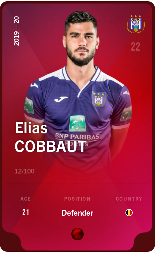 Sorare - Sorare Official - Elias Cobbaut 2019-20 • Rare 12/100 - NFT # 100577652319371641127758105970583661012959071952685657218843293649774505164800
