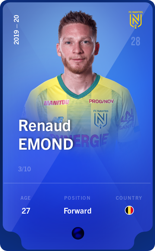 Sorare - Sorare Official - Renaud Emond 2019-20 • Super Rare 3/10 - NFT # 94890718324704509036014582713517705754833725472749814535046333316732107381617