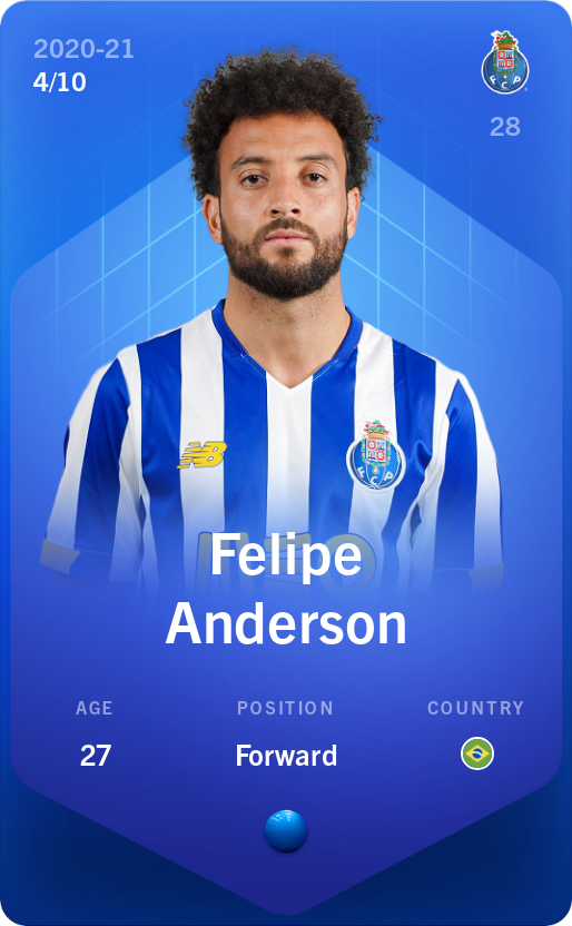 Sorare - Sorare Official - Felipe Anderson 2020-21 • Super Rare 4/10 - NFT # 109859030074404109264335293059269959814383295983389180687320372687285091835995