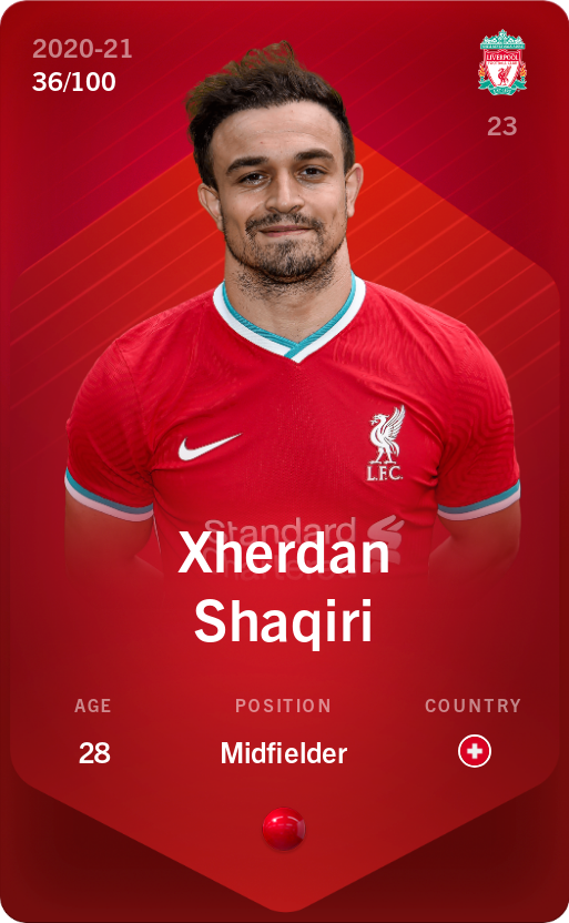 Sorare - Sorare Official - Xherdan Shaqiri 2020-21 • Rare 36/100 - NFT # 10928386714111803877499044952481797508229948448046469407052318719465894958458