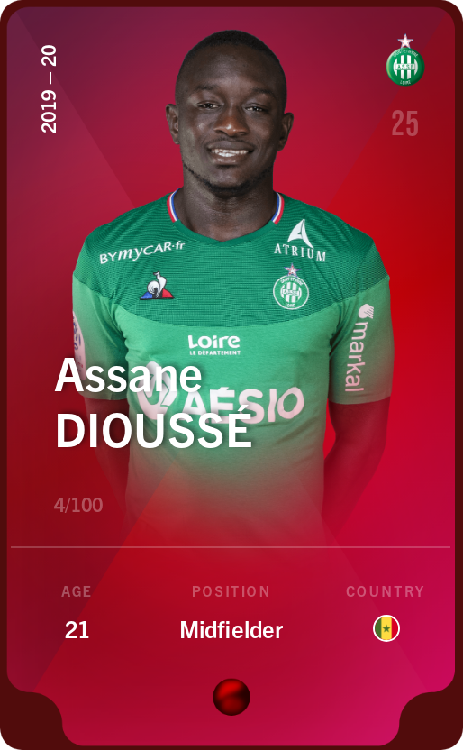 Sorare - Sorare Official - Assane Dioussé 2019-20 • Rare 4/100 - NFT # 50680481165266409618740428537889851525785690559484971380163822732057104265017