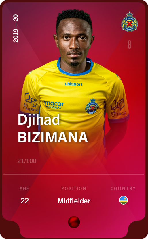 Sorare - Sorare Official - Djihad Bizimana 2019-20 • Rare 21/100 - NFT # 38060238708311708044037396236390743932369059955603052153784565094722910702921
