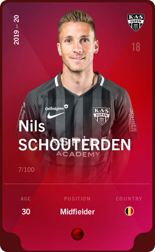 Sorare - Sorare Official - Nils Schouterden 2019-20 • Rare 7/100 - NFT # 15016850456565902993746815141718348708627958437891208738441608910119282284830