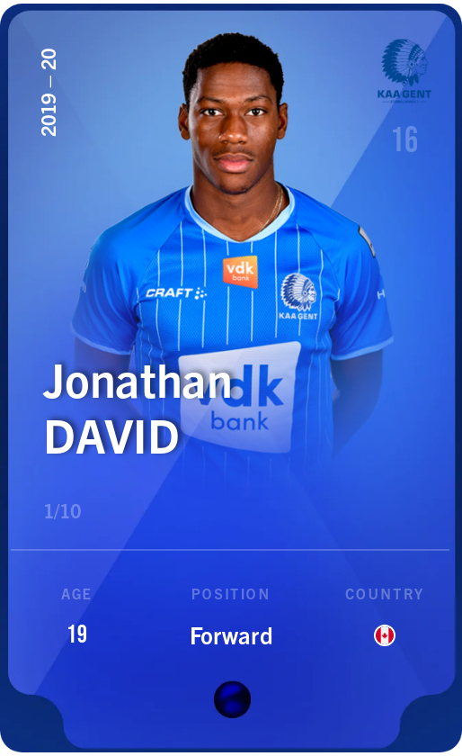 Sorare - Sorare Official - Jonathan David 2019-20 • Super Rare 1/10 - NFT # 80389645653543094381317291925338208548776077243988994959841974675386386532955