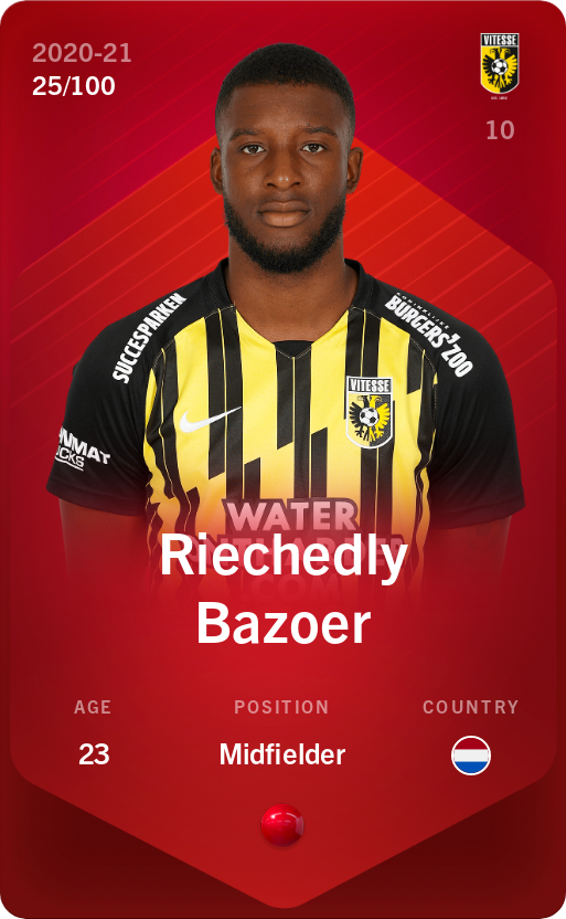 Sorare - Sorare Official - Riechedly Bazoer 2020-21 • Rare 25/100 - NFT # 7002717405605779338085408171858424387117869539898072010853162993287299603093