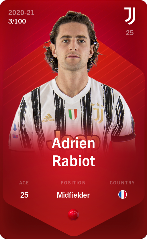 Sorare - Sorare Official - Adrien Rabiot 2020-21 • Rare 3/100 - NFT # 31309152205064458700576259109170379335643738215545631235123174549076390183003
