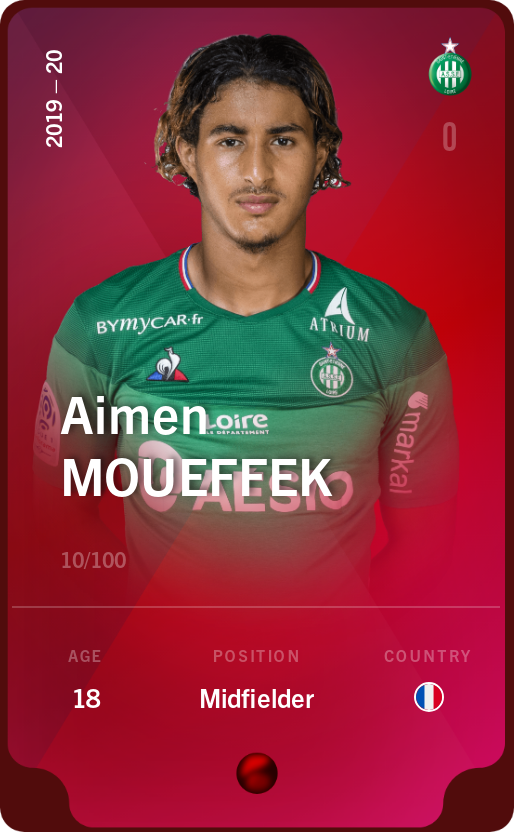 Sorare - Sorare Official - Aimen Moueffek 2019-20 • Rare 10/100 - NFT # 52843902716186684937583348742137664418079709096179123659186606024131162950459