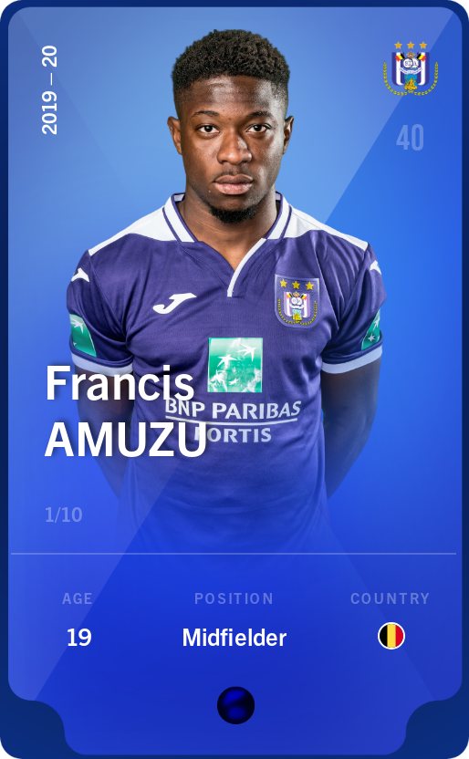 Sorare - Sorare Official - Francis Amuzu 2019-20 • Super Rare 1/10 - NFT # 52304828577710581441027764570524709008171762175064320437999786586957263447297