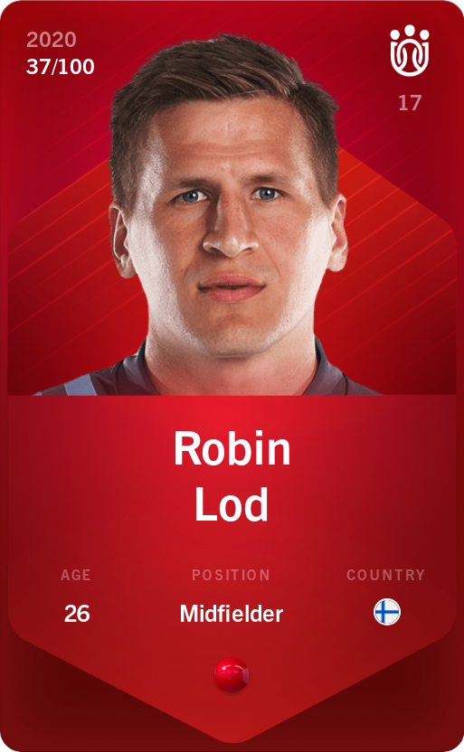 Sorare - Sorare Official - Robin Lod 2020-21 • Rare 37/100 - NFT # 104340654623210273959218909614555983239757055152729129917952726133561126354111