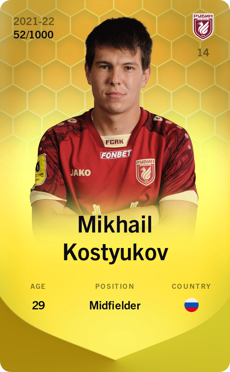 Sorare - Sorare Official - Mikhail Kostyukov 2021-22 • Limited 52/1000 - NFT # 58129418299136397396565988133155890204568557824972430085358339564225053301623