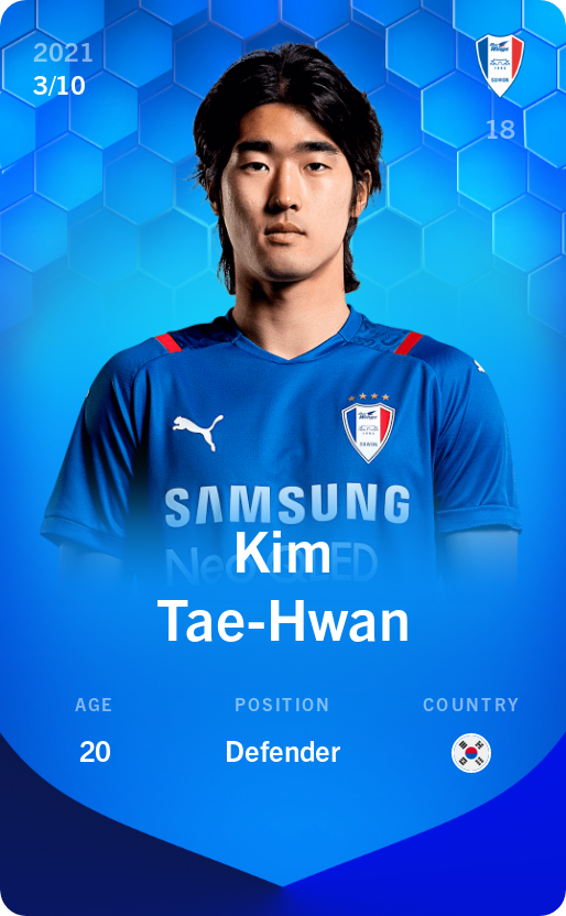 Sorare - Sorare Official - Kim Tae-Hwan 2021-22 • Super Rare 3/10 - NFT # 29034459430016058364763912930954707913006809419758501649974277375514624647937