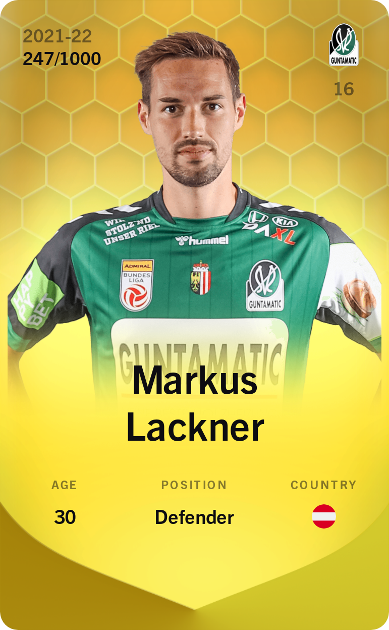 Sorare - Sorare Official - Markus Lackner 2021-22 • Limited 247/1000 - NFT # 110320442094156380105483854179348830176643531484293665328051595778295791342755