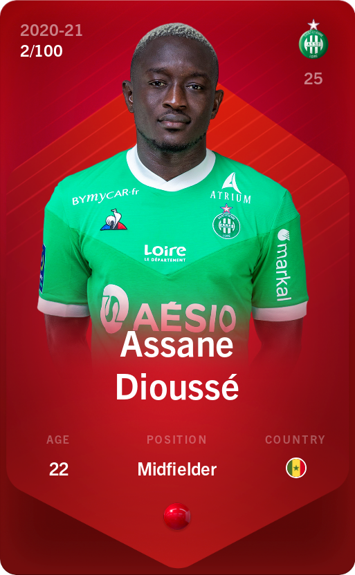 Sorare - Sorare Official - Assane Dioussé 2020-21 • Rare 2/100 - NFT # 38172894402585403846149400141926688901778126417908070694840052221591712612890