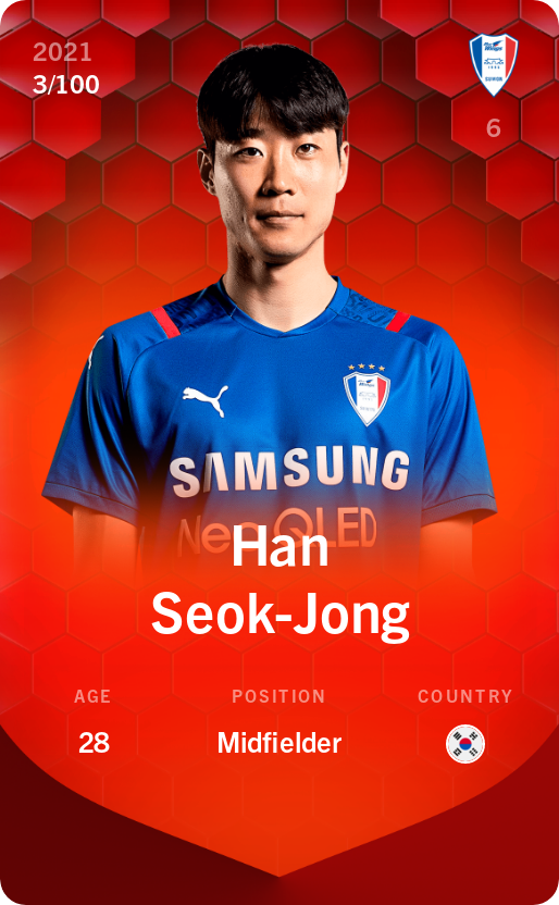 Sorare - Sorare Official - Han Seok-Jong 2021-22 • Rare 3/100 - NFT # 95809847608933698795176981112802604331359691200727578034388136700396185172483