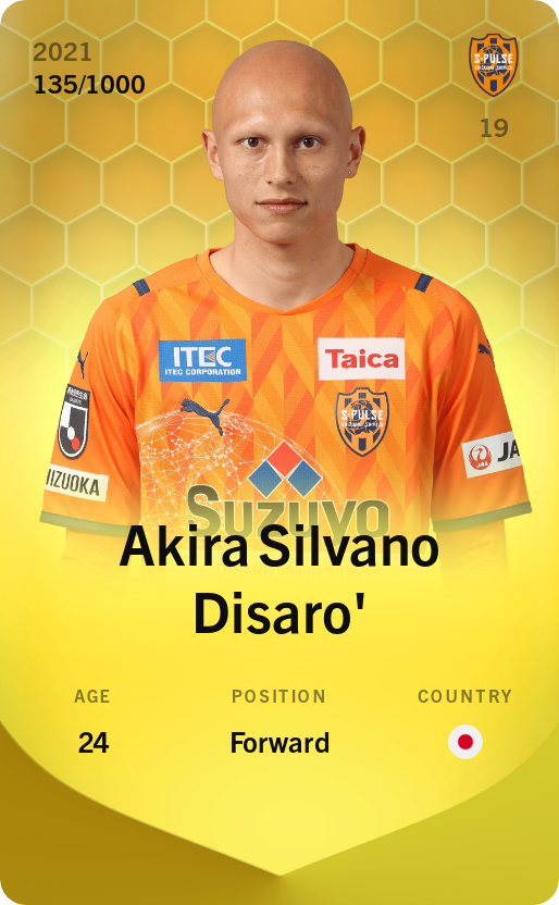 Sorare - Sorare Official - Akira Silvano Disaro' 2021-22 • Limited 135/1000 - NFT # 27822660341151106279957359001828737502257230780443874400445127424798737096884