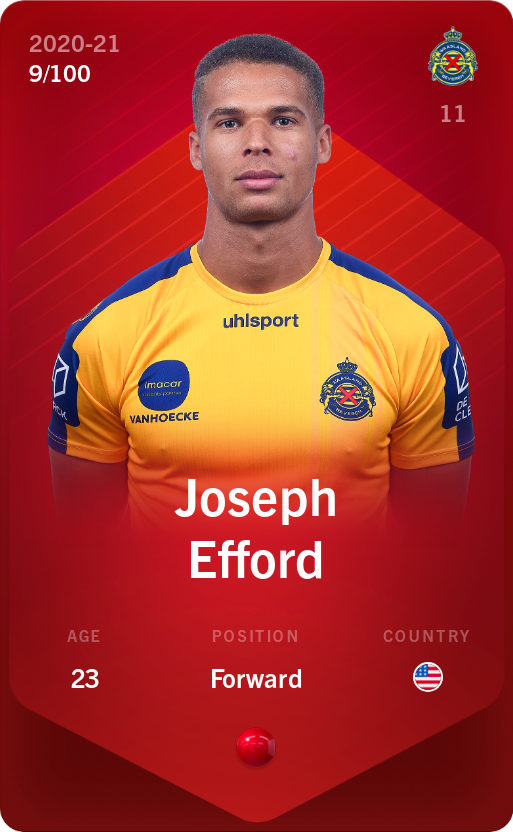 Sorare - Sorare Official - Joseph Efford 2020-21 • Rare 9/100 - NFT # 74760186727655391136902066496203440609902881105218249723980922393014296365709