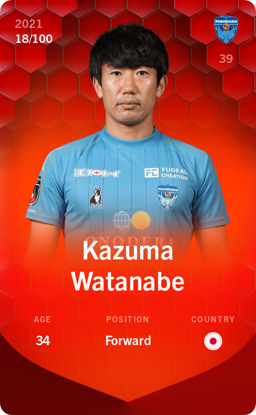 Sorare - Sorare Official - Kazuma Watanabe 2021-22 • Rare 18/100 - NFT # 46566620348902911592883167588228181798968956871430575591575436869107488911266