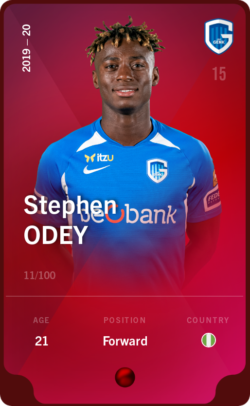 Sorare - Sorare Official - Stephen Odey 2019-20 • Rare 11/100 - NFT # 60184010199077667956888966904498938367799732587359178473956287455129696598087