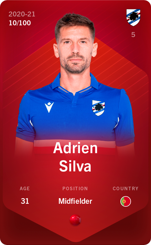 Sorare - Sorare Official - Adrien Silva 2020-21 • Rare 10/100 - NFT # 25897444076216895621621251979538451391661657586880091706675867082033622452907
