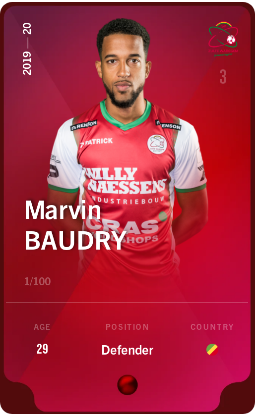 Sorare - Sorare Official - Marvin Baudry 2019-20 • Rare 1/100 - NFT # 7574506498277069330978243870702706789428179024159071894452664748550446478711