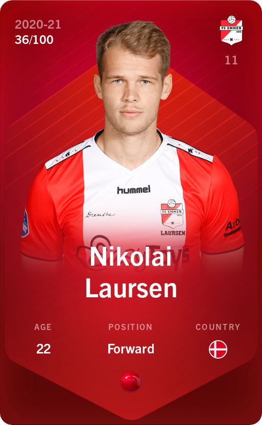 Sorare - Sorare Official - Nikolai Laursen 2020-21 • Rare 36/100 - NFT # 10315390857836451464351635523009115296632236894978719786904720438407854500356