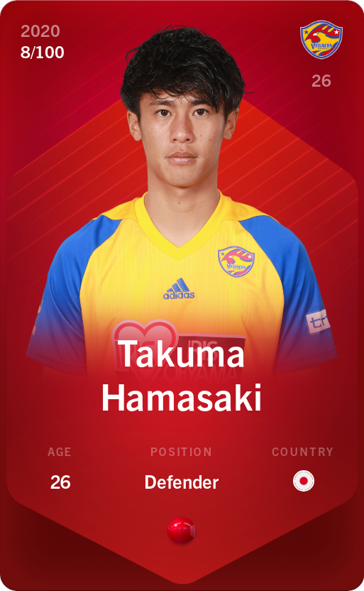 Sorare - Sorare Official - Takuma Hamasaki 2020-21 • Rare 8/100 - NFT # 68128273163064706885630585003660871926446954673312372982548155486305351445032