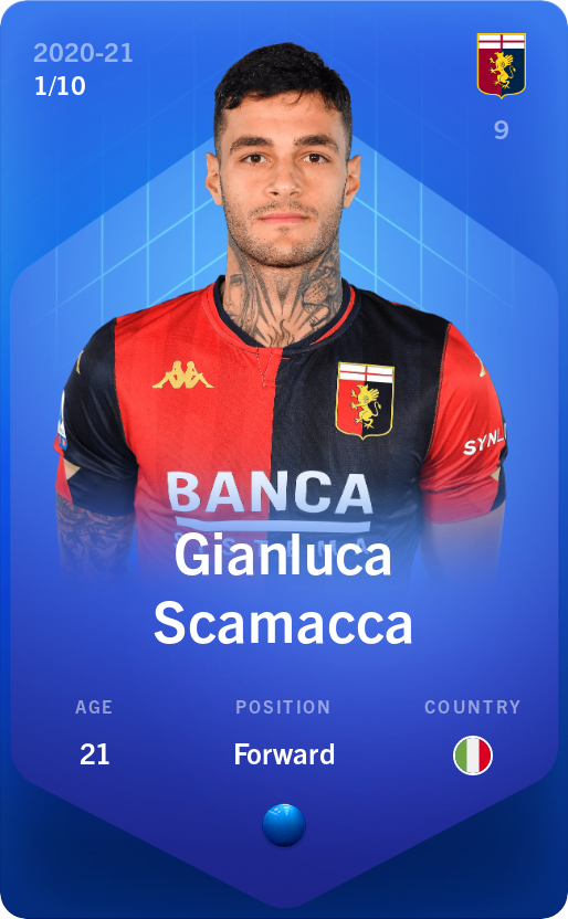 Sorare - Sorare Official - Gianluca Scamacca 2020-21 • Super Rare 1/10 - NFT # 83847687650229493762869187960685463386082523388391477610961589460271938455601