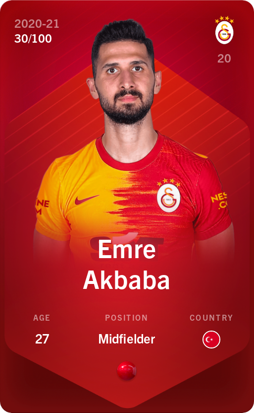 Sorare - Sorare Official - Emre Akbaba 2020-21 • Rare 30/100 - NFT # 17356405516687508653917966732594381935885649114939738200404299999481536025748