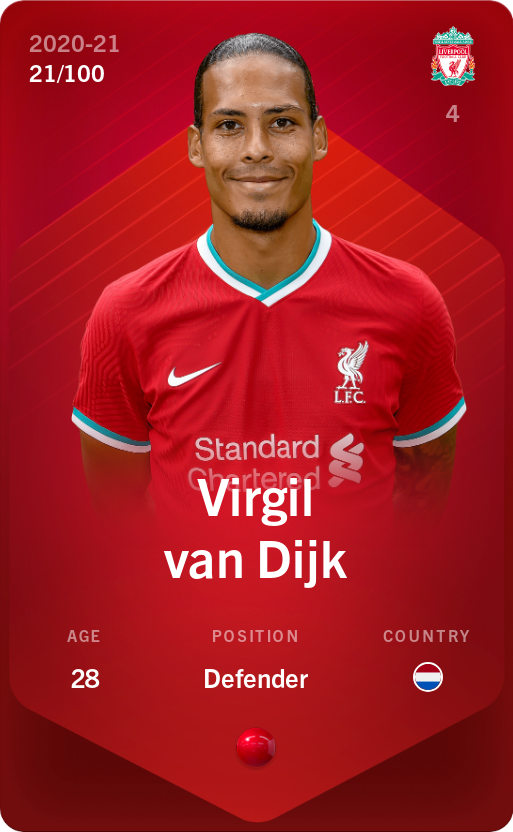 Sorare - Sorare Official - Virgil van Dijk 2020-21 • Rare 21/100 - NFT # 87010429669254803862655826699069487340407309728001272017698777462306365037506
