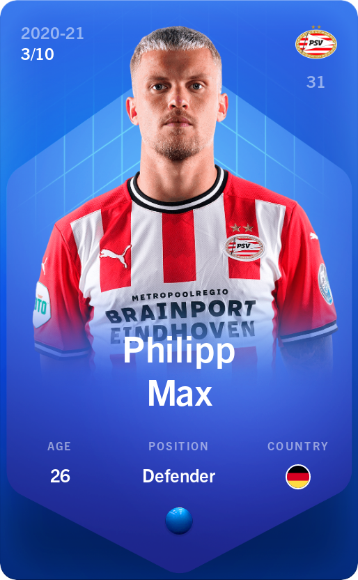 Sorare - Sorare Official - Philipp Max 2020-21 • Super Rare 3/10 - NFT # 76847753673358713707341810008443614516005419583347412432200273235386690682127