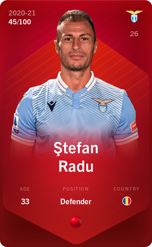 Sorare - Sorare Official - Ştefan Radu 2020-21 • Rare 45/100 - NFT # 86039354358740565553743292415303568484908916048748577979576866012170614709509