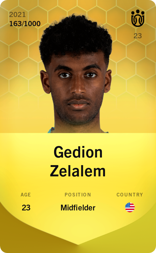 Sorare - Sorare Official - Gedion Zelalem 2021-22 • Limited 163/1000 - NFT # 8120246805394620017962564955518574814221080600372532484677867691860609317510