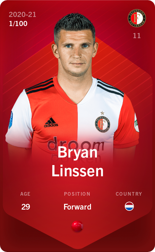 Sorare - Sorare Official - Bryan Linssen 2020-21 • Rare 1/100 - NFT # 110182061832879745045896955558336354369732729410429597943178593992024230320485