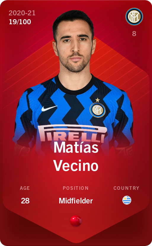 Sorare - Sorare Official - Matías Vecino 2020-21 • Rare 19/100 - NFT # 58796145313579194485423403501384748515452237928453303612448637454308524042693