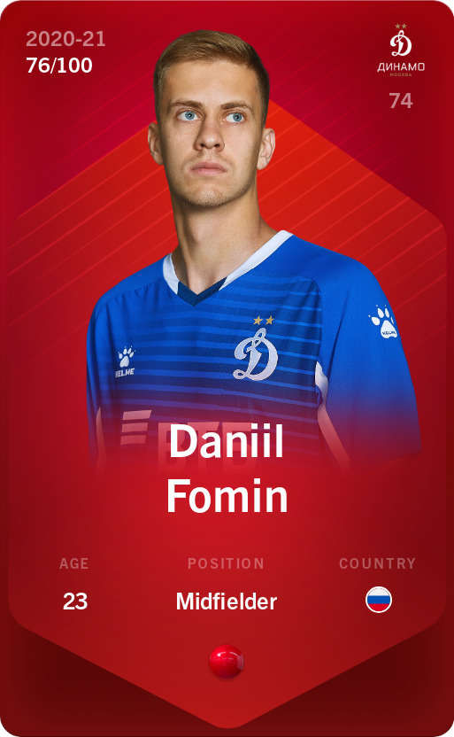 Sorare - Sorare Official - Daniil Fomin 2020-21 • Rare 76/100 - NFT # 25180956951404440860808882085955322783289319821196172802549387255095466512720